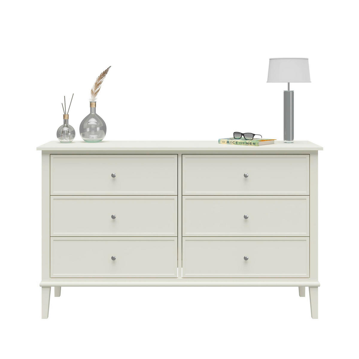 KOMMODE Franklin  in 141/85/41 cm  - Silberfarben/Weiß, Design, Holzwerkstoff/Metall (141/85/41cm) - MID.YOU