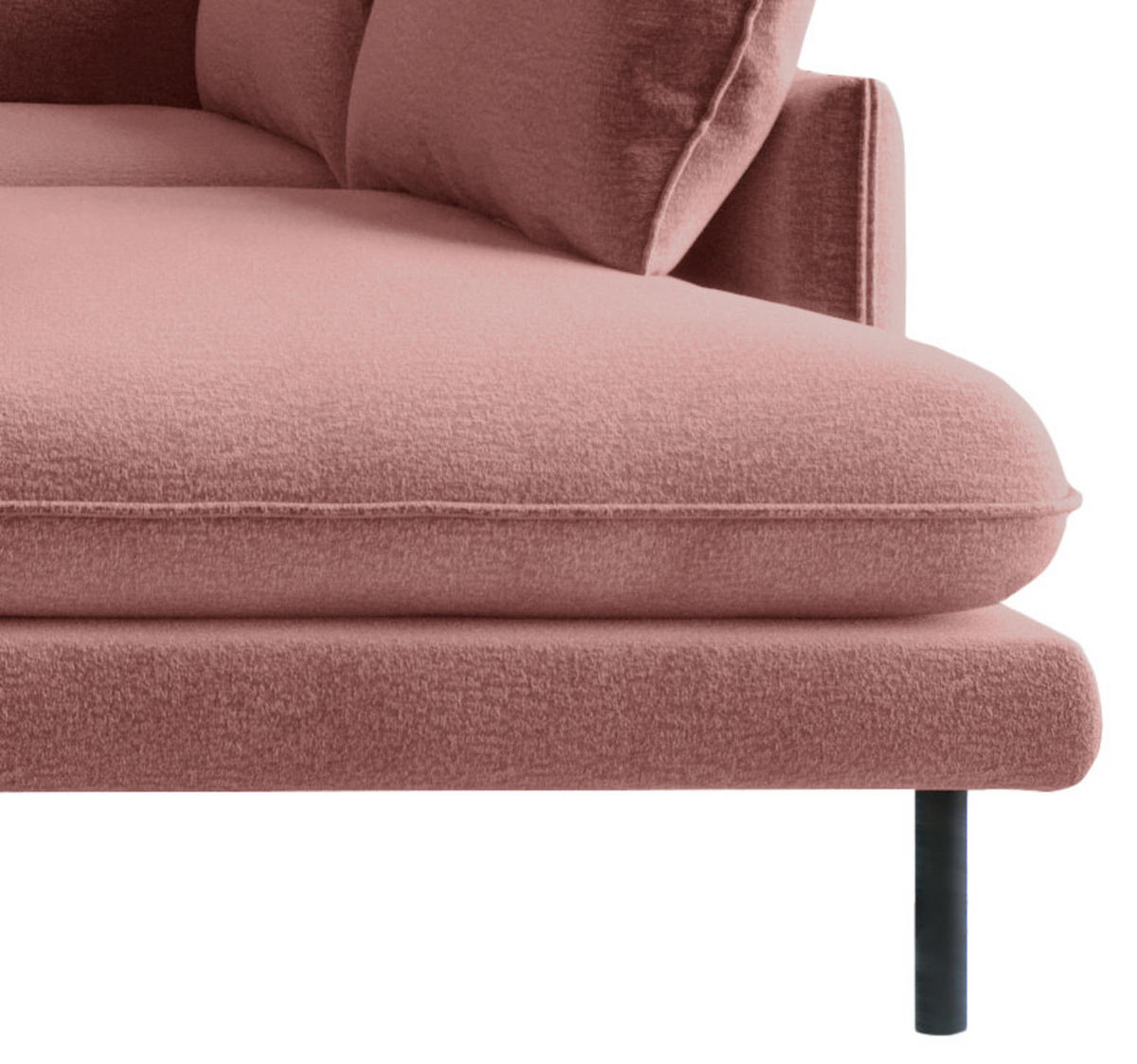 ECKSOFA in Flachgewebe Altrosa  - Altrosa/Schwarz, Design, Textil/Metall (267/204cm) - Livetastic