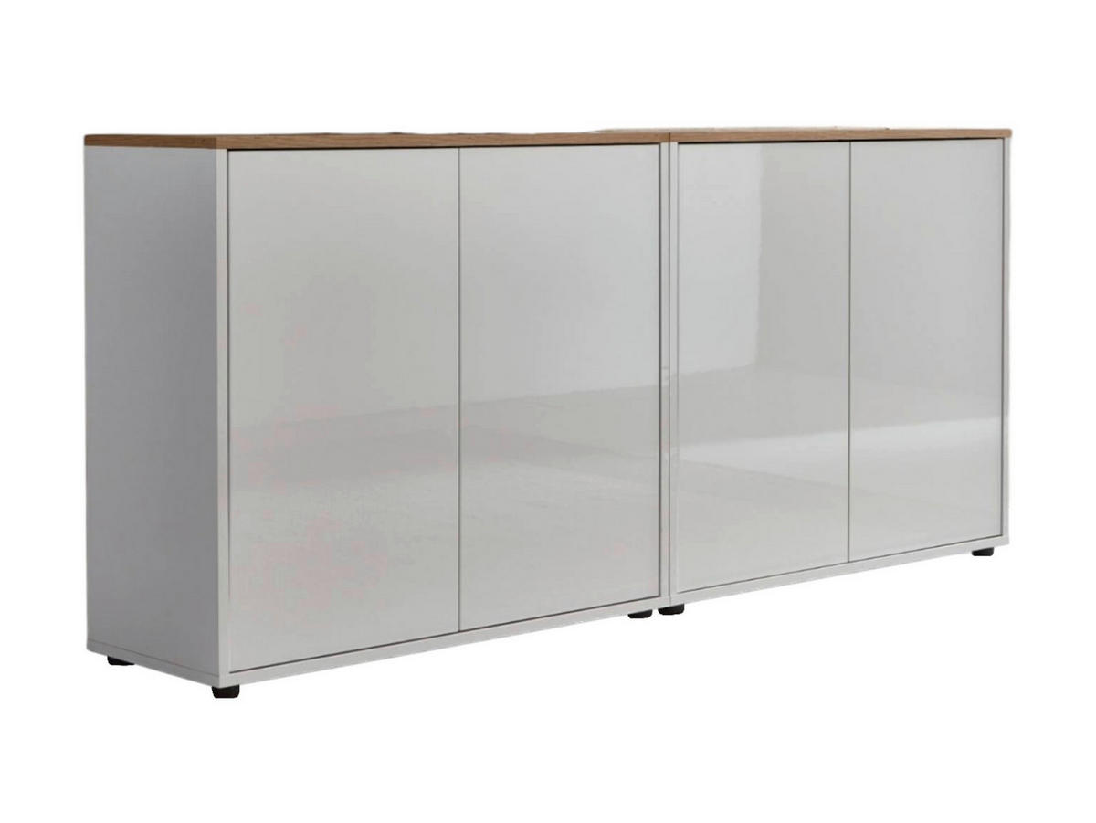 SIDEBOARD Mailand Set 2  in 158/73/33 cm  - Weiß Hochglanz/Schwarz, MODERN, Holzwerkstoff/Kunststoff (158/73/33cm) - MID.YOU