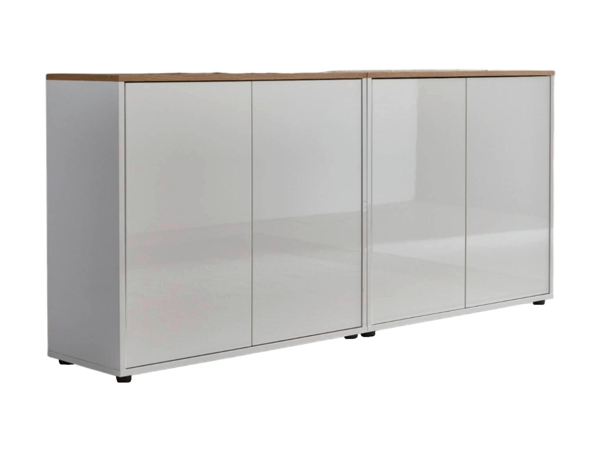 Mid.you Sideboard Mailand Set 2 Weiß, Eiche Artisan, Weiß Hochglanz 158x73x33 cm