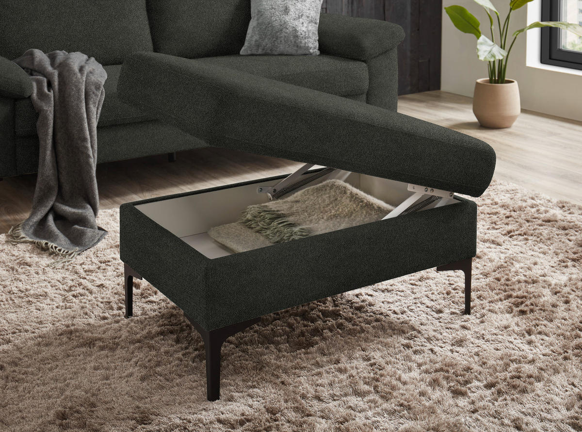3-SITZER-SOFA in Flachgewebe Grau  - Schwarz/Grau, Design, Textil/Metall (226/89/97cm) - Pure Home Lifestyle