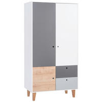 KLEIDERSCHRANK 3-türig Eiche Graphitfarben, Grau, Weiß, Eichefarben  - Eichefarben/Graphitfarben, MODERN, Holz/Holzwerkstoff (103,5/201,5/55cm) - MID.YOU