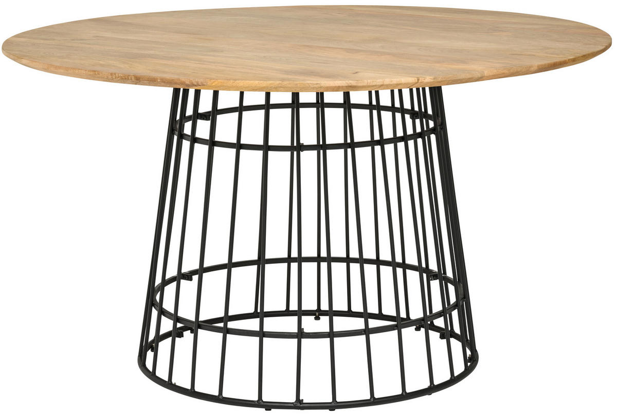 JEDÁLENSKÝ STÔL, mangové drevo, prírodná farba, 140/76/140 cm - čierna/prírodná farba, Modern, kov/drevo (140/76/140cm) - Livetastic