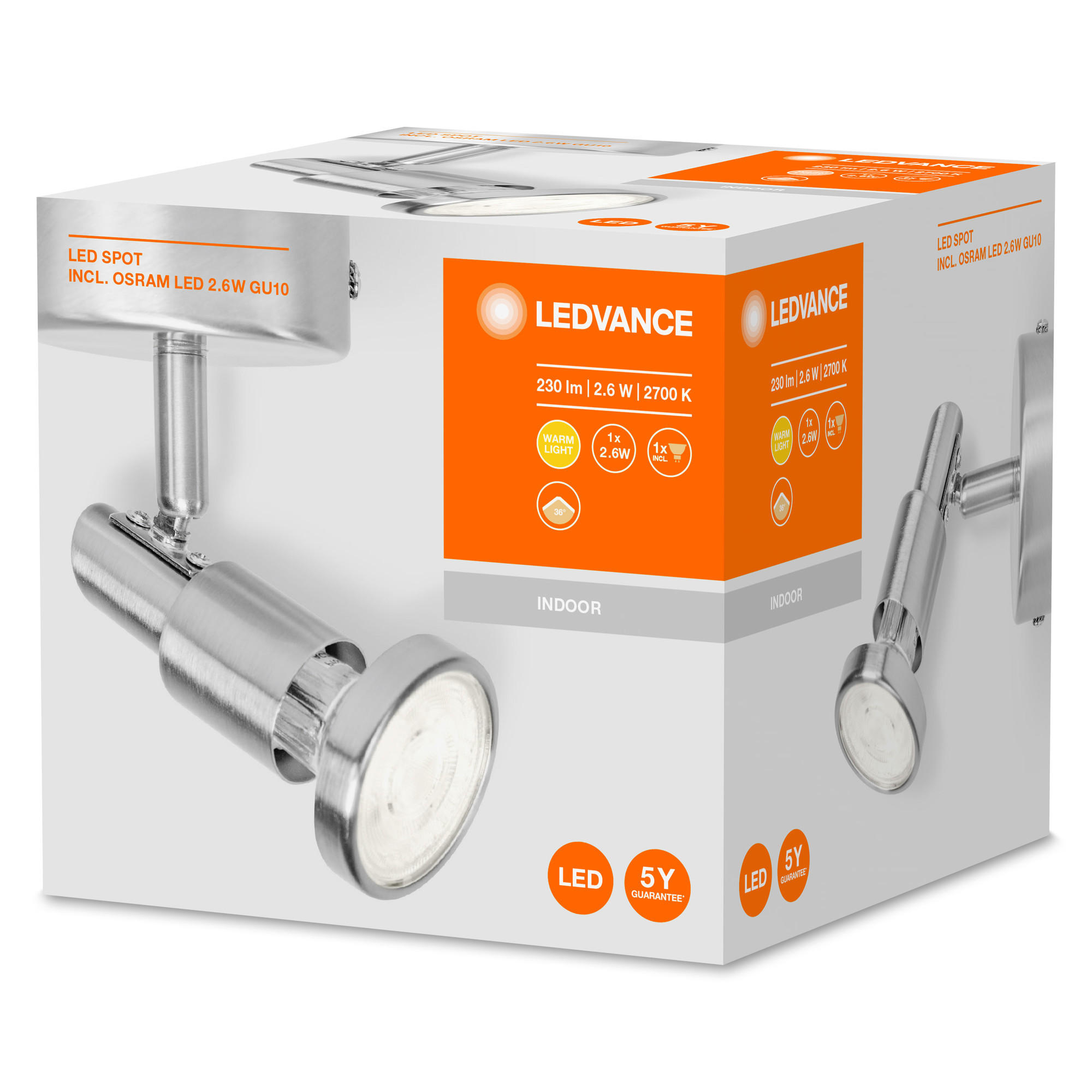 LED-DECKENLEUCHTE LED-Spot 8/8/14,6 cm   - Nickelfarben, Basics, Metall (8/8/14,6cm) - Ledvance