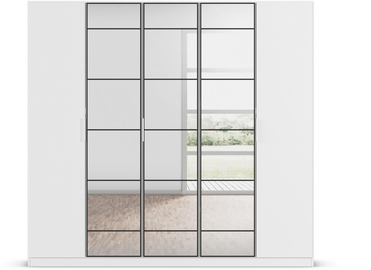 DREHTÜRENSCHRANK 226/210/54 cm 5-türig Weiß, Schwarz  - Schwarz/Weiß, Design, Glas/Holzwerkstoff (226/210/54cm) - Rauch Möbel