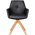 ARMLEHNSTUHL in Holz, Leder Schwarz, Eichefarben  - Eichefarben/Schwarz, KONVENTIONELL, Leder/Holz (59,5/87,5/63cm) - Novel