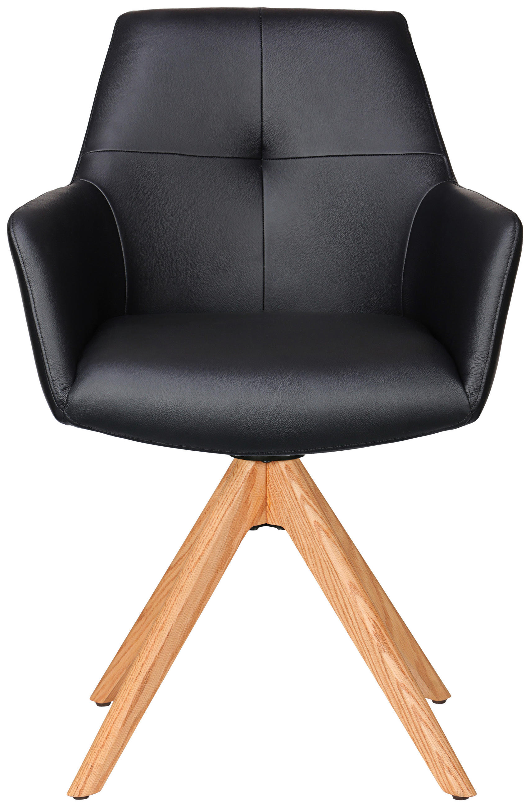 ARMLEHNSTUHL in Holz, Leder Schwarz, Eichefarben  - Eichefarben/Schwarz, KONVENTIONELL, Leder/Holz (59,5/87,5/63cm) - Novel