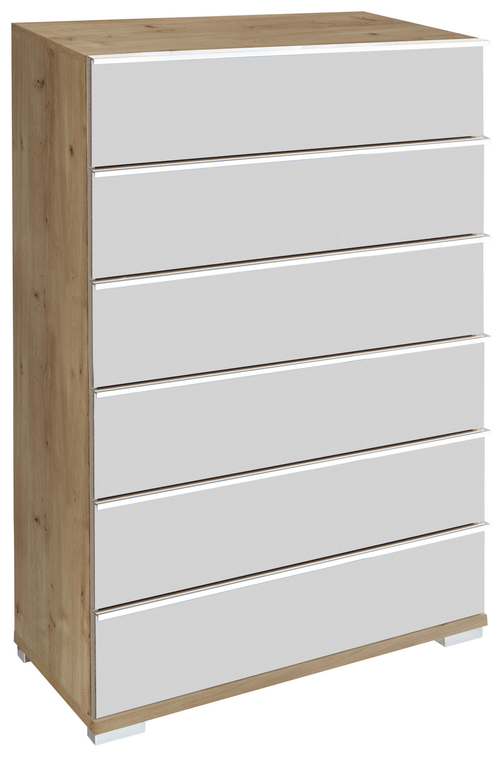 HIGHBOARD  in 75/120/42 cm  - Chromfarben/Eiche Bianco, Basics, Glas/Holzwerkstoff (75/120/42cm) - Venda