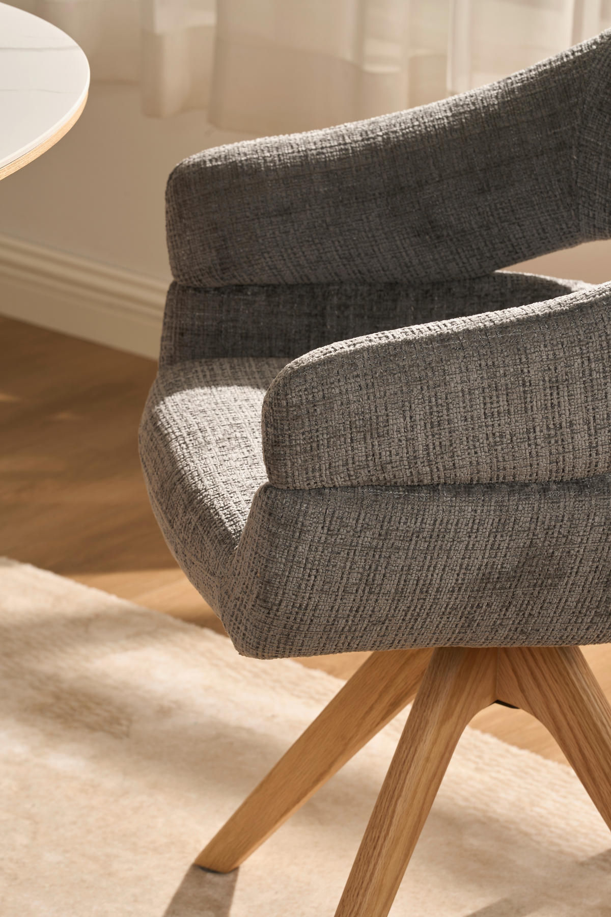 ARMLEHNSTUHL in Holz, Textil Grau, Eichefarben  - Eichefarben/Grau, MODERN, Holz/Textil (58/85/62cm) - Livetastic
