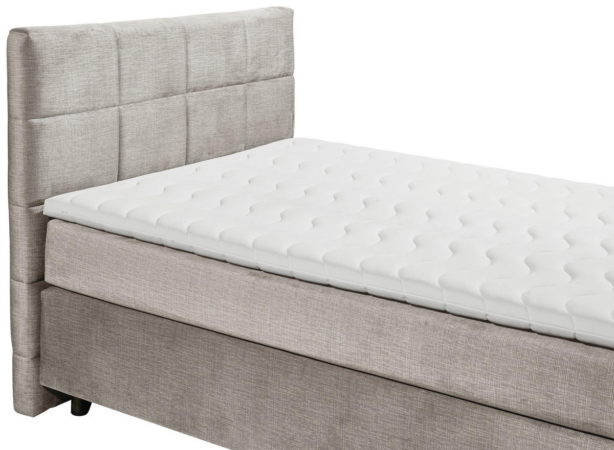 BOXSPRINGBETT 140/200 cm  in Hellgrau  - Hellgrau/Schwarz, Design, Holzwerkstoff/Kunststoff (140/200cm) - Xora