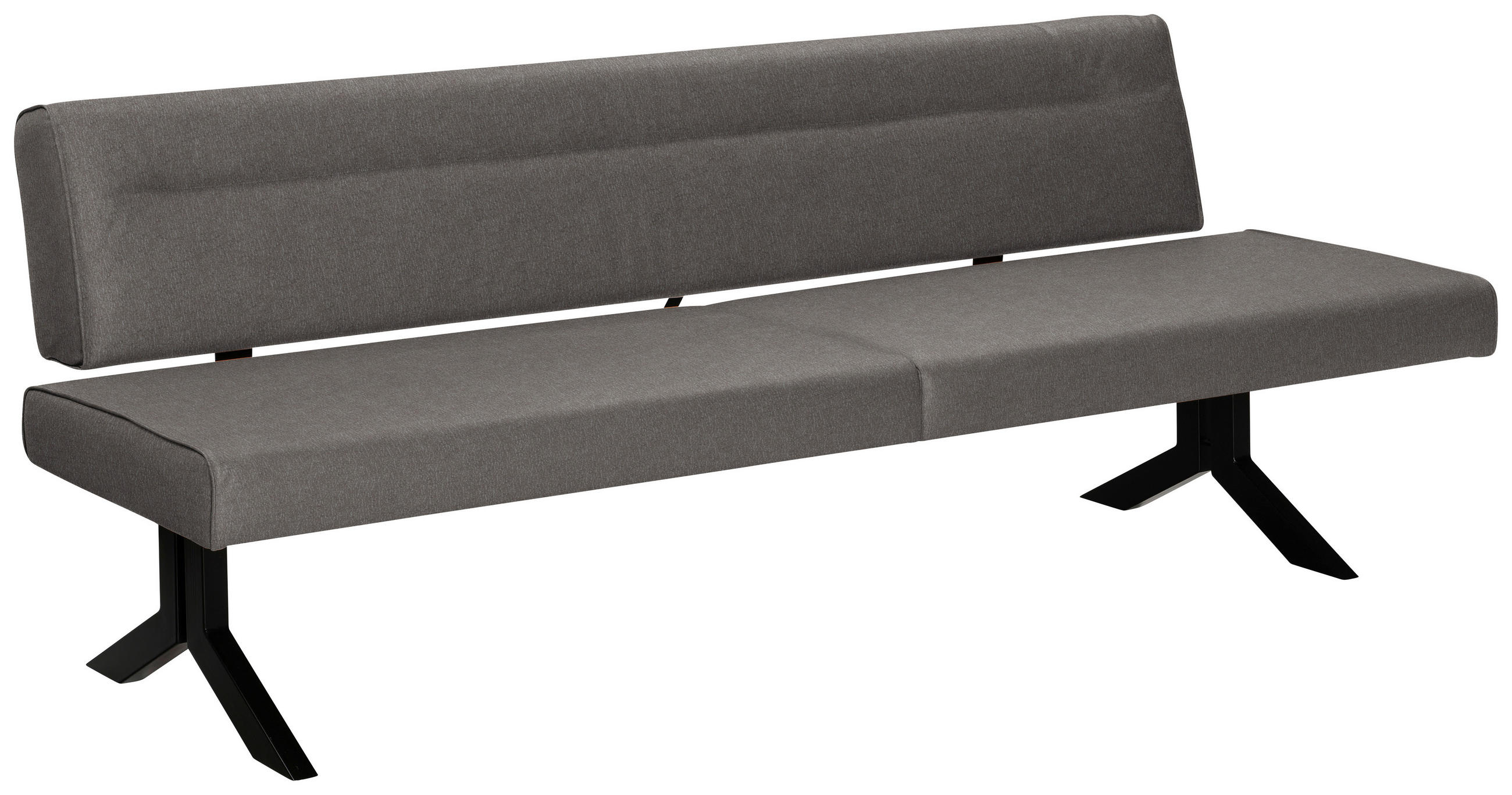 SITZBANK 220/87/70-86 cm Lederlook (vegan) Dunkelgrau  - Dunkelgrau/Schwarz, KONVENTIONELL, Textil/Metall (220/87/70-86cm) - Moderano