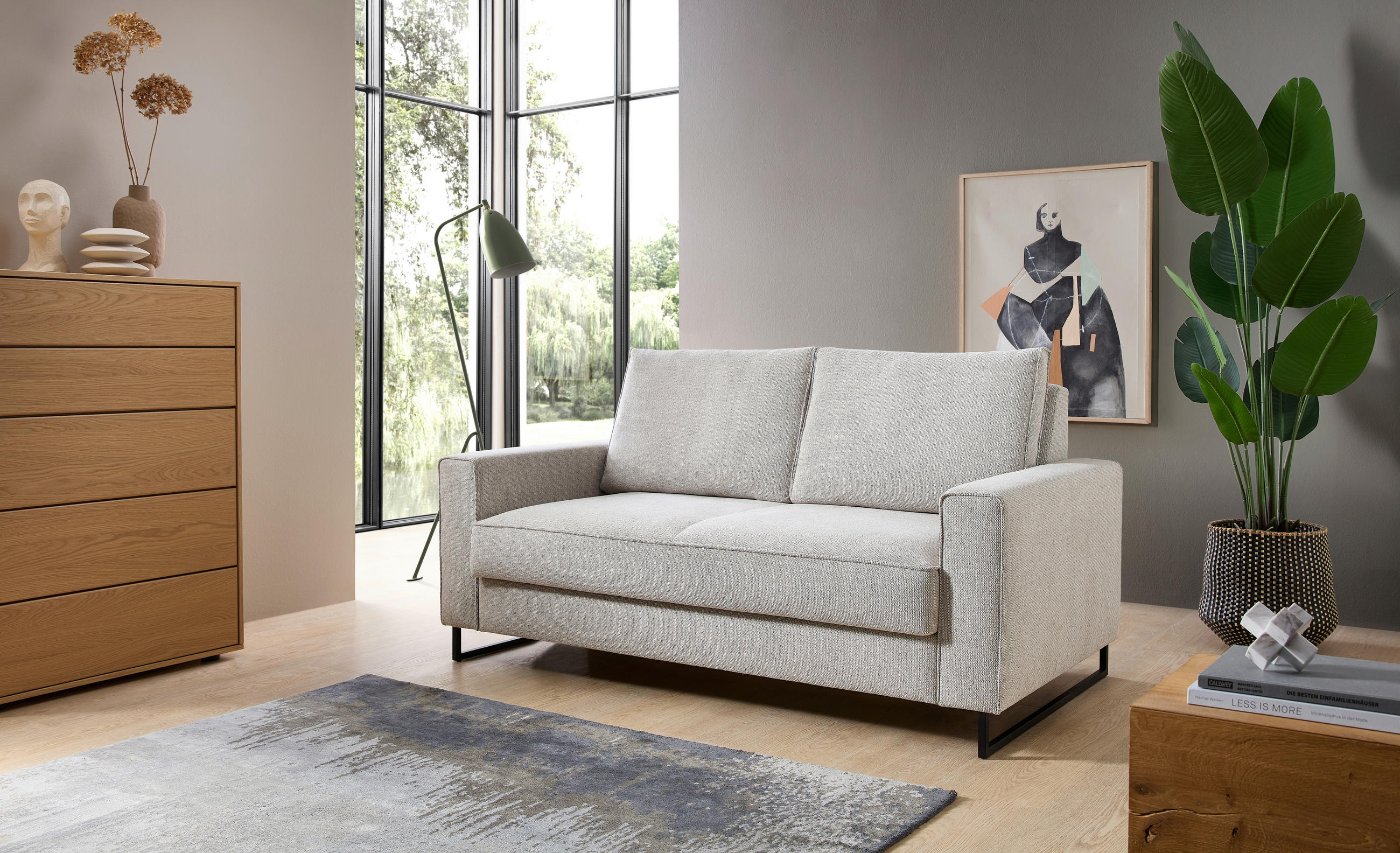 SCHLAFSOFA Beige  - Beige/Schwarz, Design, Textil/Metall (174/90/95cm) - Livetastic