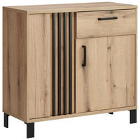 KOMMODE  in 88/84/39 cm  - Eichefarben/Schwarz, Design, Holzwerkstoff/Kunststoff (88/84/39cm) - MID.YOU