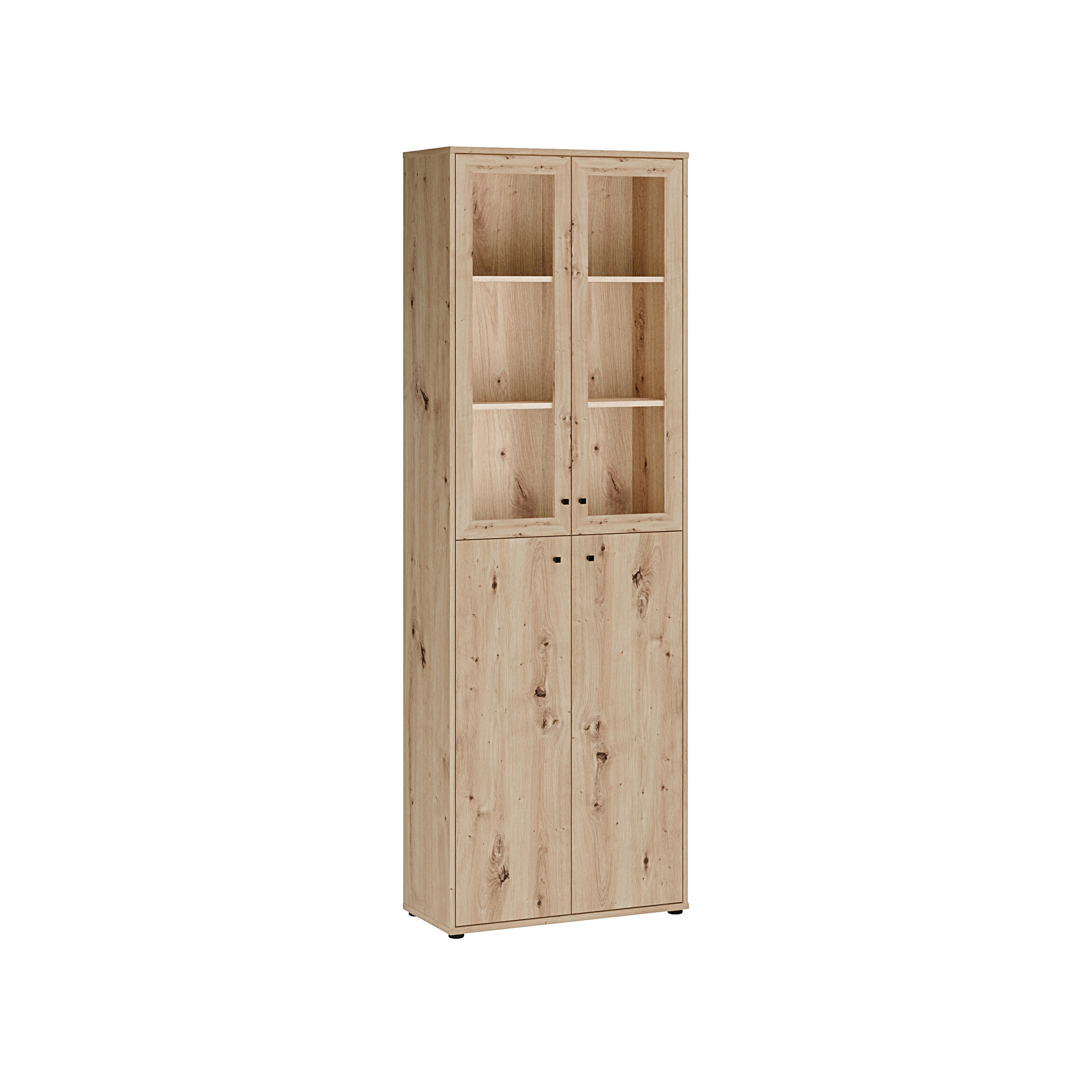 VITRINE  in Eiche Artisan  - Schwarz/Eiche Artisan, Design, Glas/Holzwerkstoff (73,7/216,7/34,8cm)