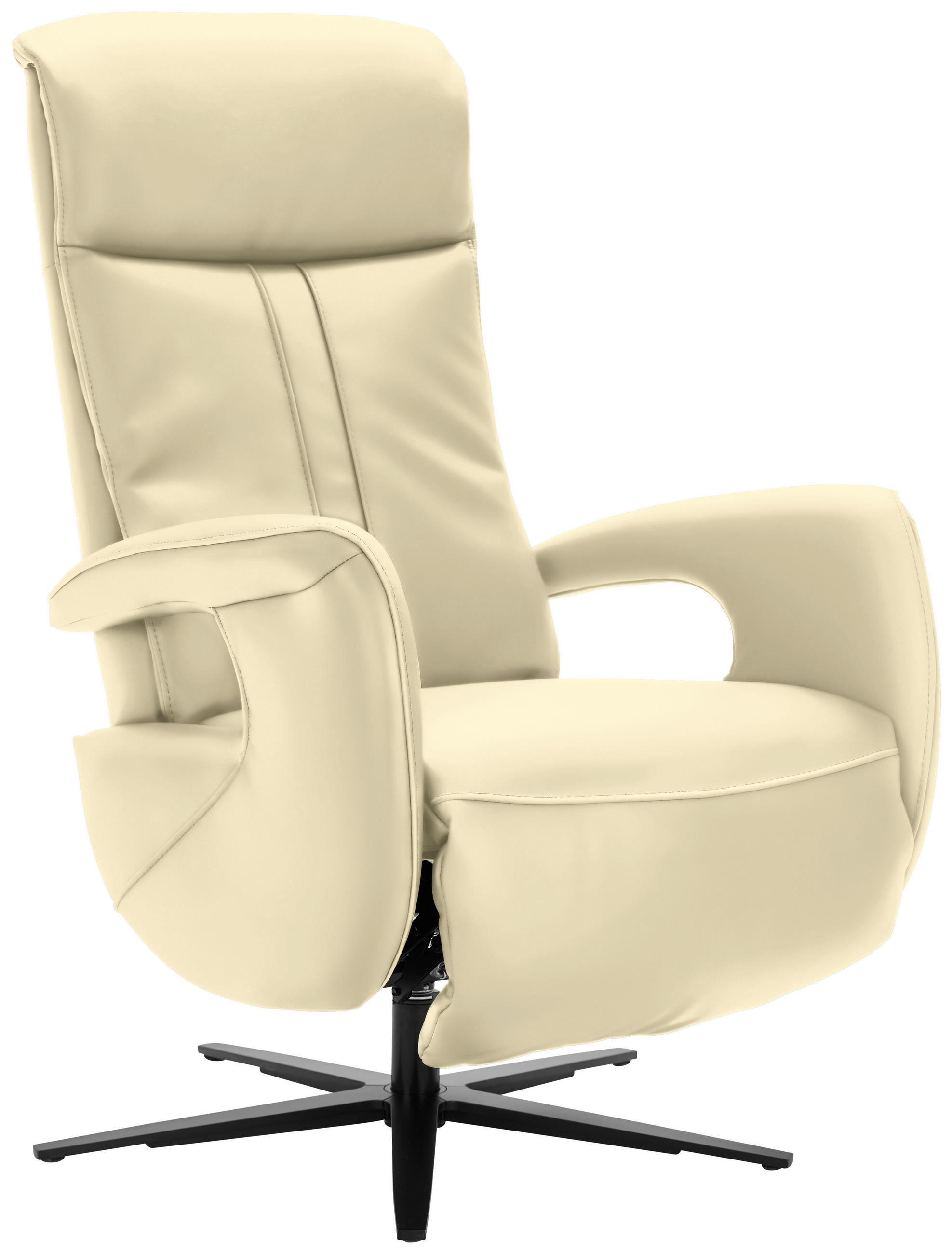 RELAXSESSEL in Leder Creme  - Creme/Schwarz, Design, Leder/Metall (71/112/83cm) - Dieter Knoll