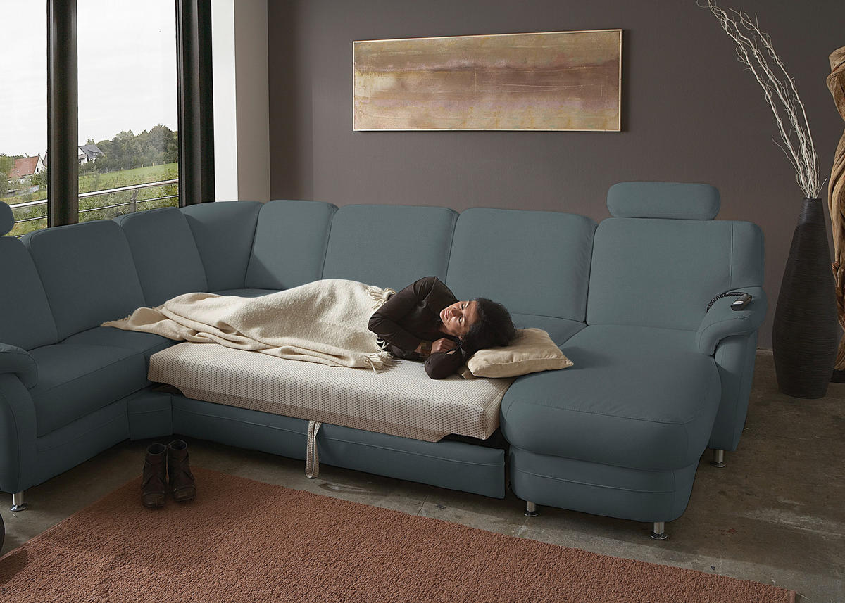 WOHNLANDSCHAFT Echtleder Grau  - Alufarben/Grau, Konventionell, Leder/Metall (239/329/165cm) - Beldomo Premium