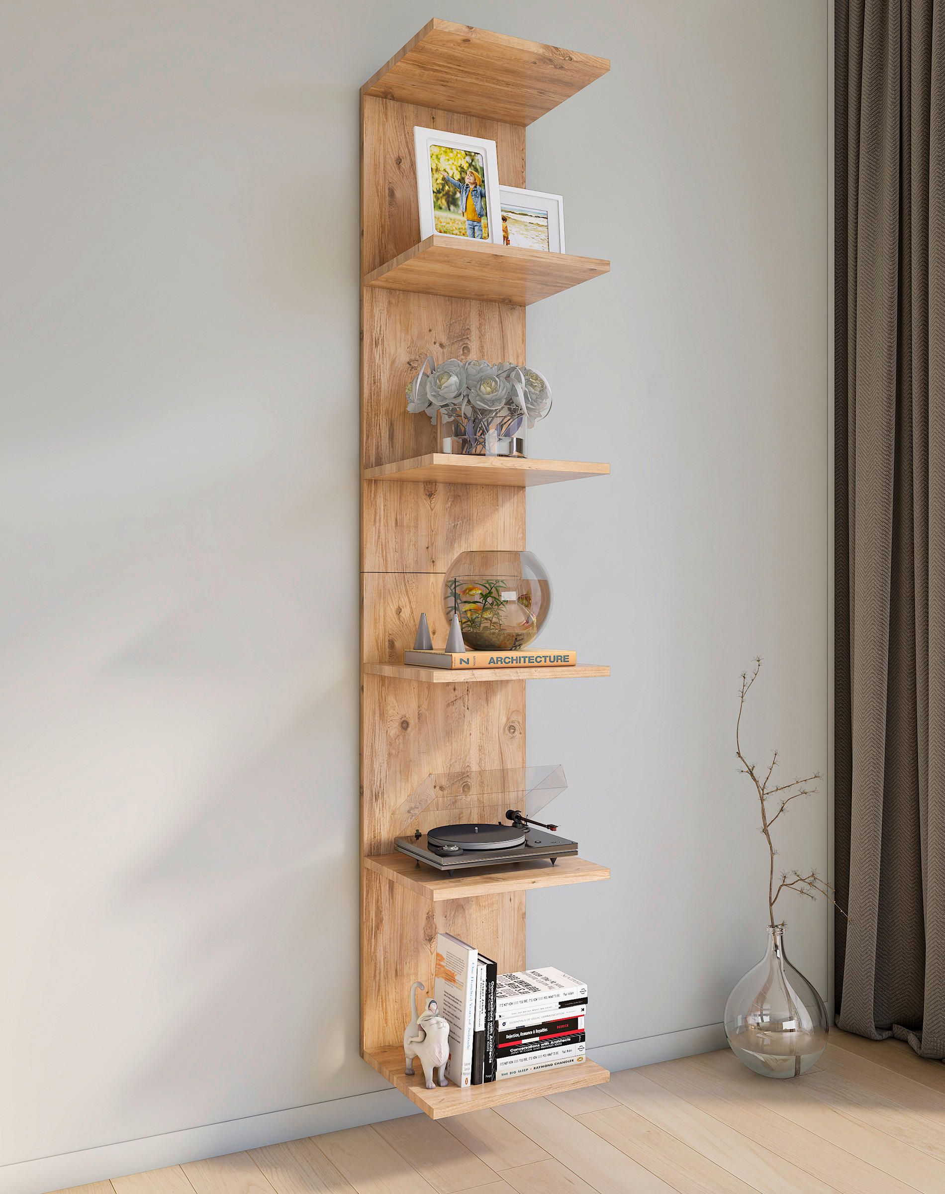 WANDREGAL 35/180/30 cm  - Honigeiche, Modern, Holzwerkstoff (35/180/30cm) - MID.YOU