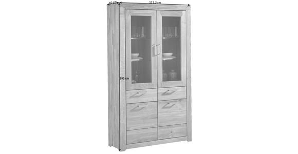 VITRINE in furniert, massiv Wildeiche Eichefarben - Edelstahlfarben/Eichefarben, KONVENTIONELL, Glas/Holz (112,2/195/40cm) - Cantus