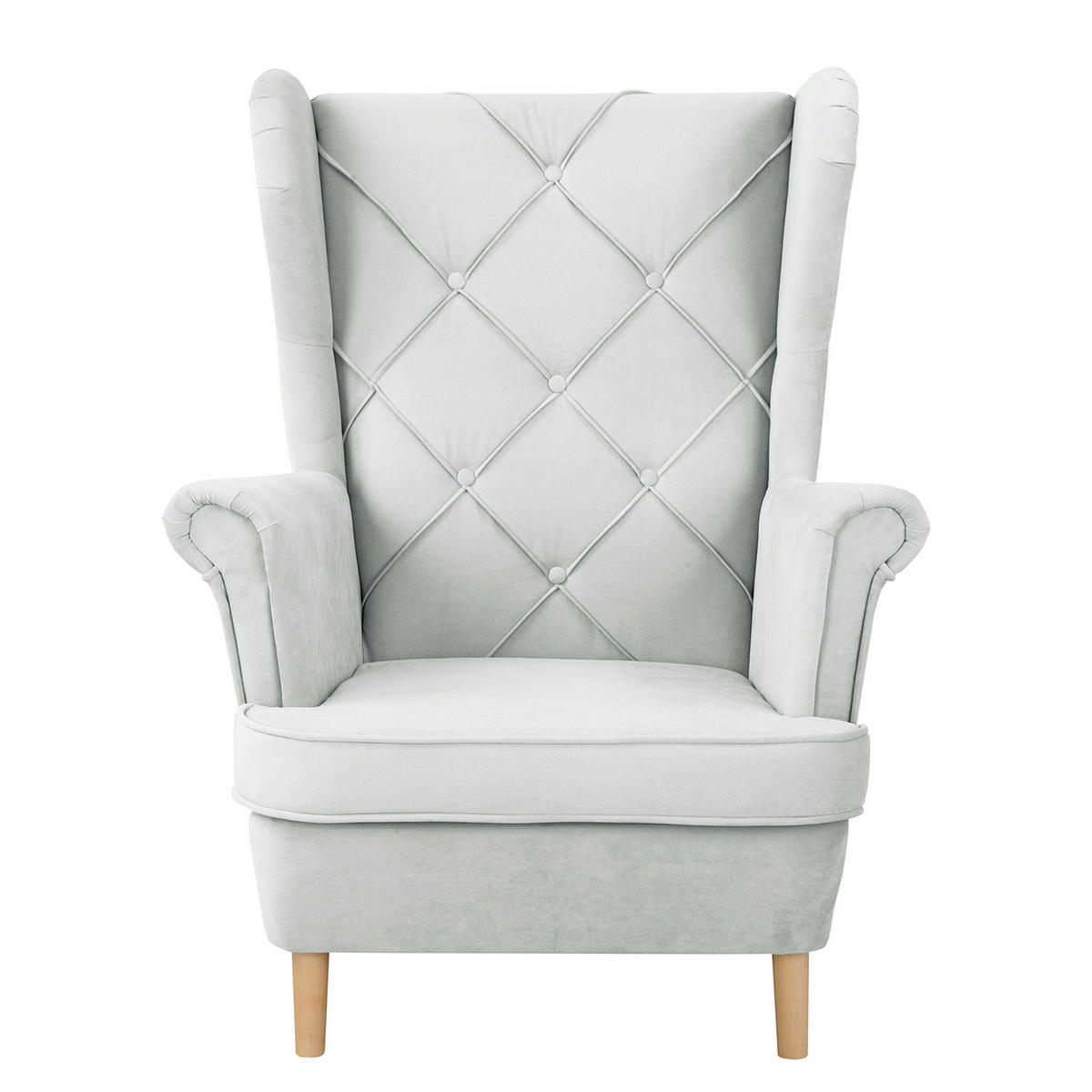 OHRENSESSEL Samt Dunkelblau  - Naturfarben/Dunkelblau, Design, Holz/Textil (84/105/90cm) - P & B