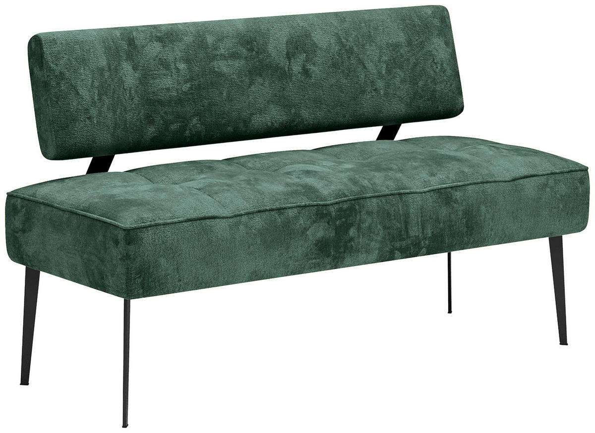 SITZBANK 162/90/65 cm Webstoff Dunkelgrün Metall  - Dunkelgrün/Schwarz, MODERN, Textil/Metall (162/90/65cm) - Welnova
