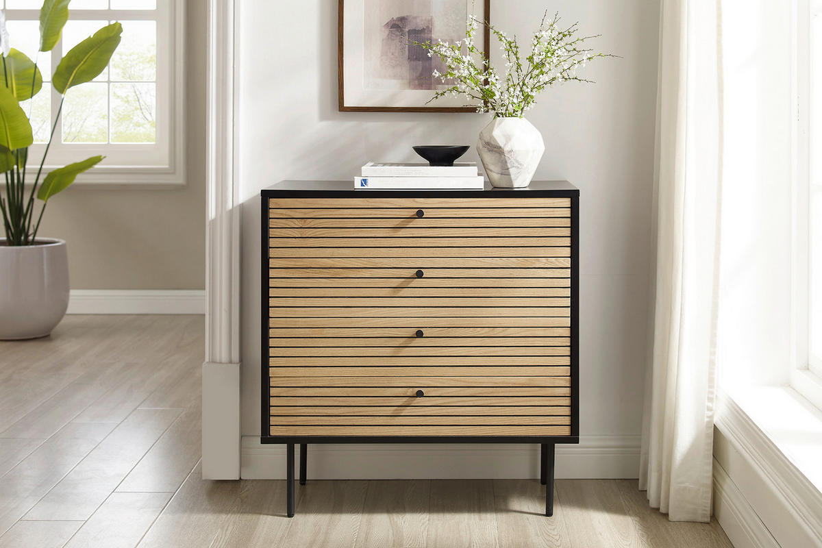 KOMMODE  in 80/85/40 cm  - Eichefarben/Schwarz, Design, Holz/Holzwerkstoff (80/85/40cm) - Livetastic
