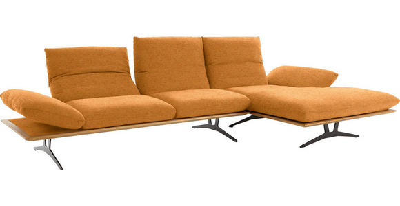 ECKSOFA in Flachgewebe Currygelb 314/159 cm - Currygelb/Schwarz, Design, Holz/Textil (314/159cm) - Dieter Knoll