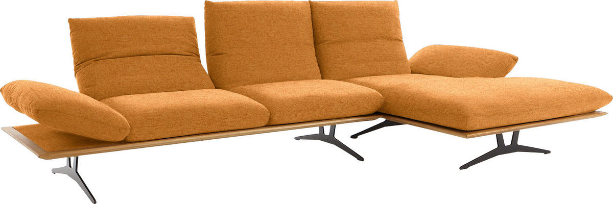 ECKSOFA in Flachgewebe Currygelb  314/159 cm  - Currygelb/Schwarz, Design, Holz/Textil (314/159cm) - Dieter Knoll