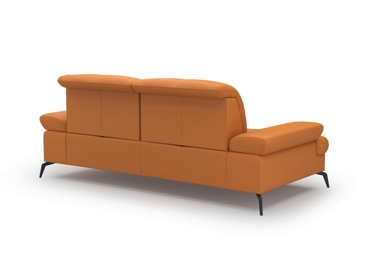 3-SITZER-SOFA in Echtleder Currygelb  - Currygelb/Schwarz, Konventionell, Leder/Metall (212/90/122cm) - Sit & More
