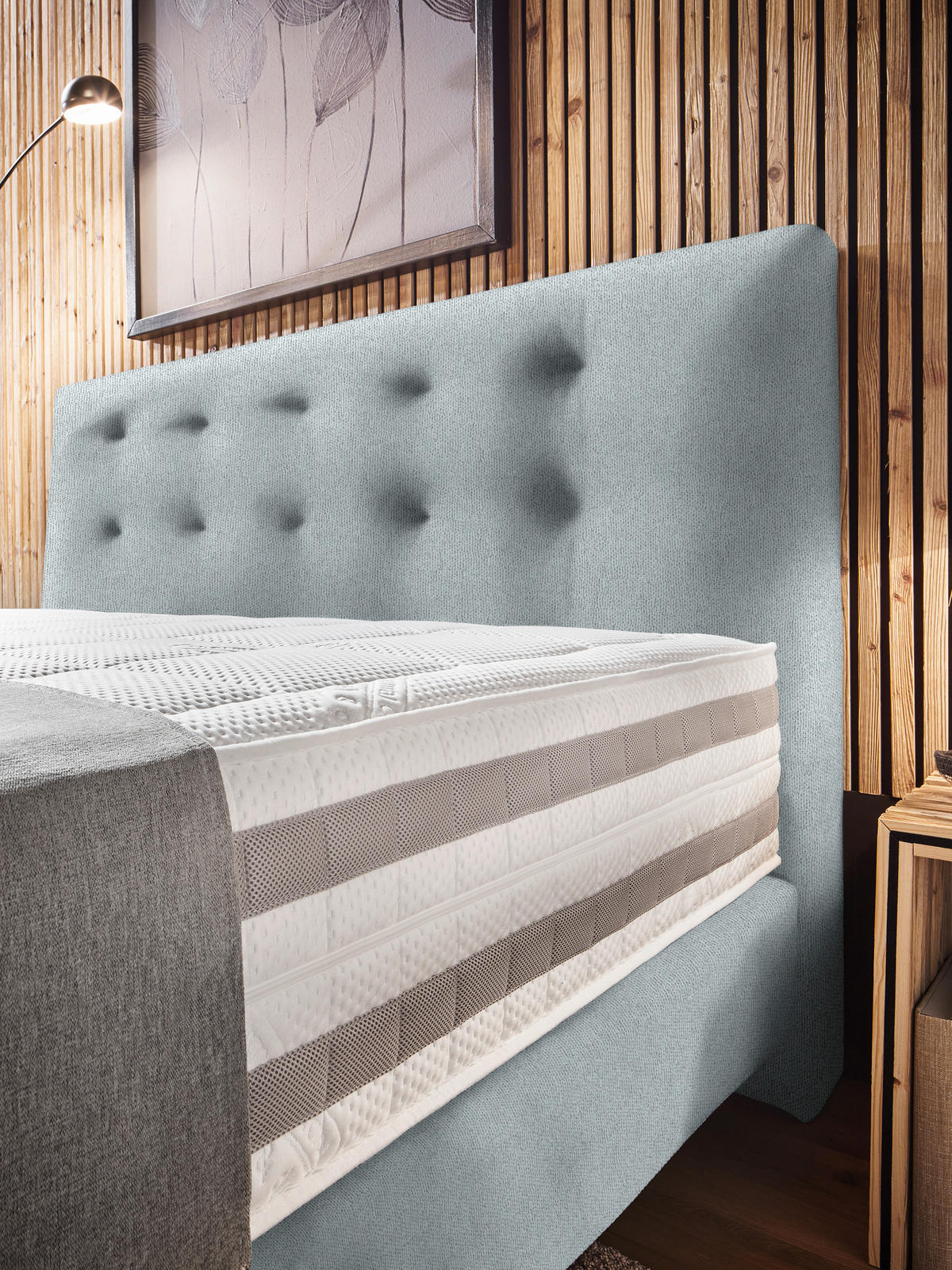 BOXSPRINGBETT 160/200 cm  in Hellgrau  - Hellgrau, KONVENTIONELL, Holz/Textil (160/200cm) - Dieter Knoll