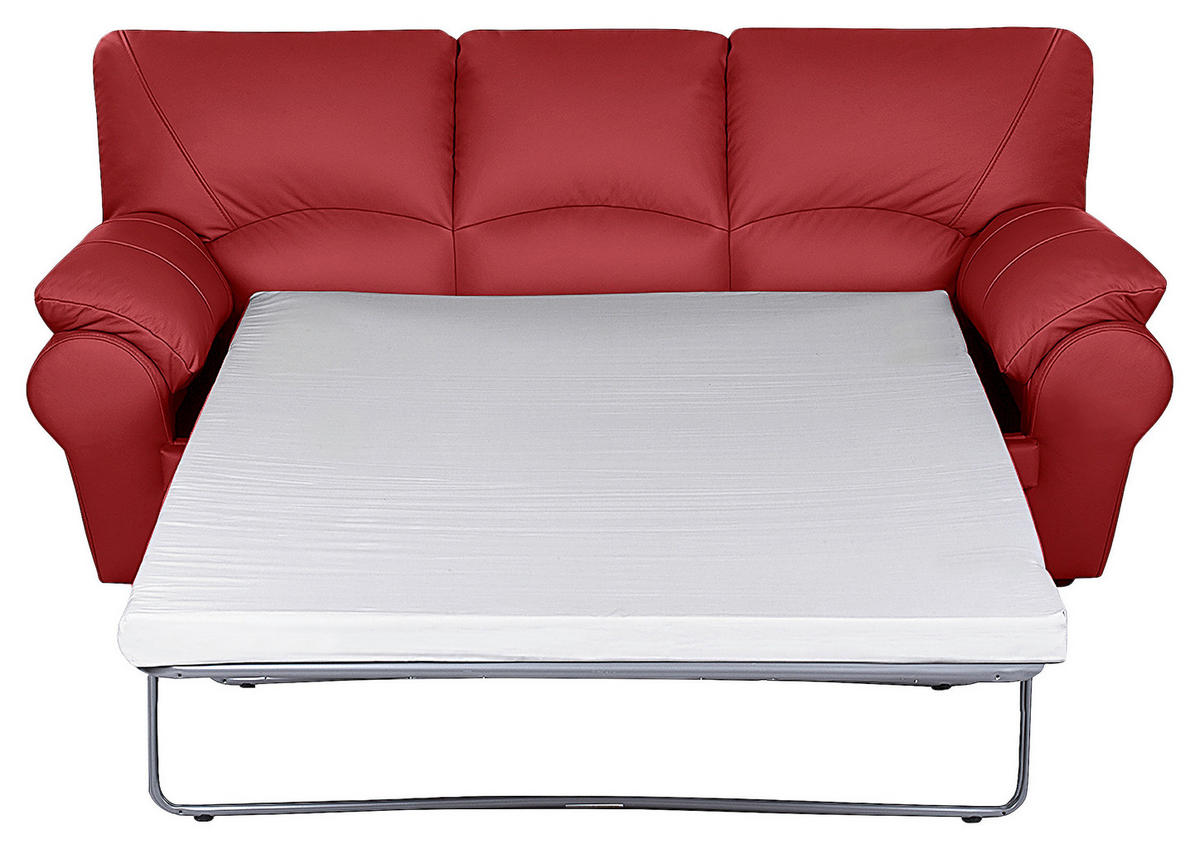 SCHLAFSOFA in Leder Rot  - Rot/Schwarz, Design, Leder/Kunststoff (205/92/85cm) - Livetastic