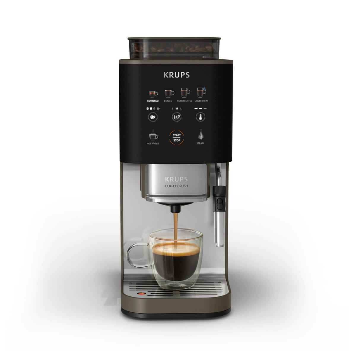 KAFFEEVOLLAUTOMAT Coffee Crush  - Beigebraun, Basics, Kunststoff (38.5/18.5/41cm) - Krups