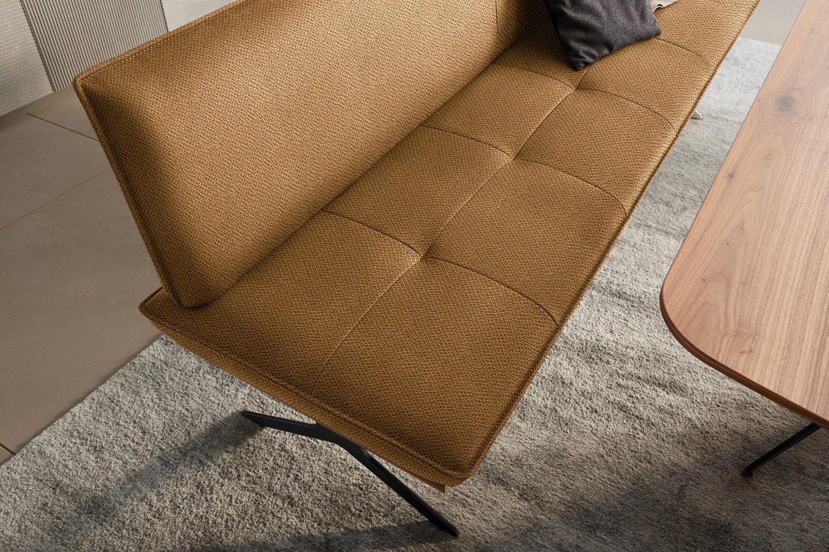 SITZBANK in Holz, Textil Schwarz, Nussbaumfarben, Currygelb  - Currygelb/Nussbaumfarben, Design, Holz/Textil (194/88/66cm) - Koinor