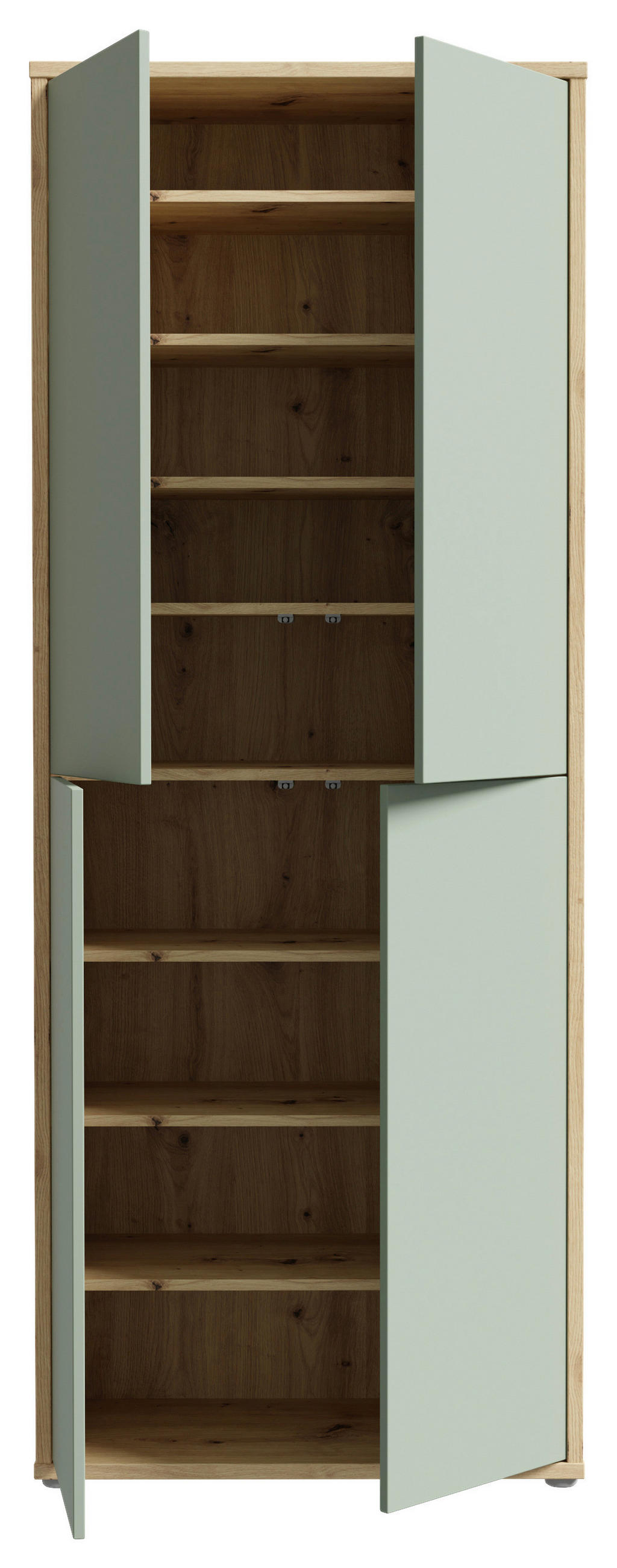 SCHUHSCHRANK Salbeigrün, Eiche Artisan  - Salbeigrün/Eiche Artisan, MODERN, Holzwerkstoff/Kunststoff (74,5/191,9/34,9cm) - Xora