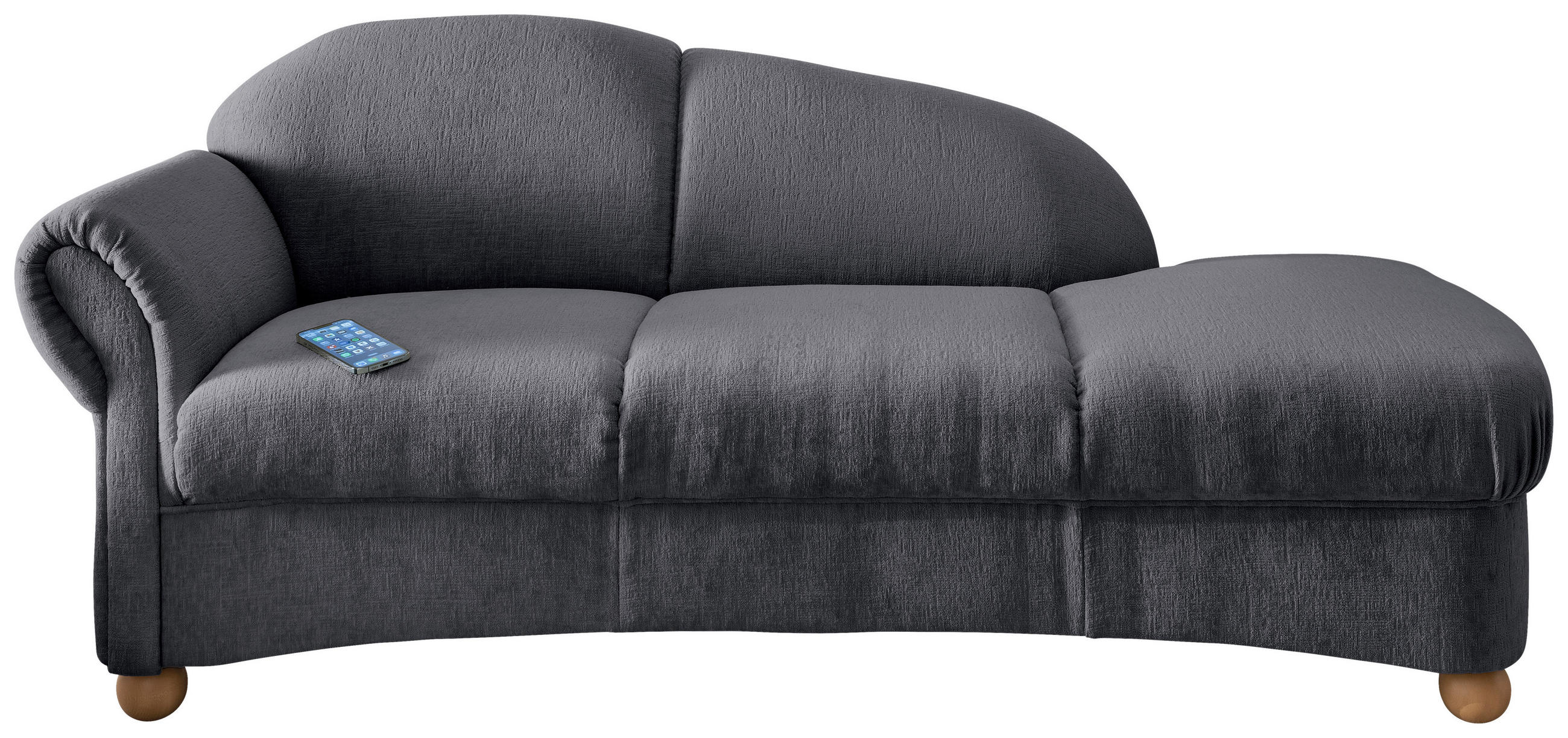 OTTOMANE in Mikrofaser Anthrazit  - Wildeiche/Anthrazit, Konventionell, Holz/Textil (86/84/190cm) - Livetastic