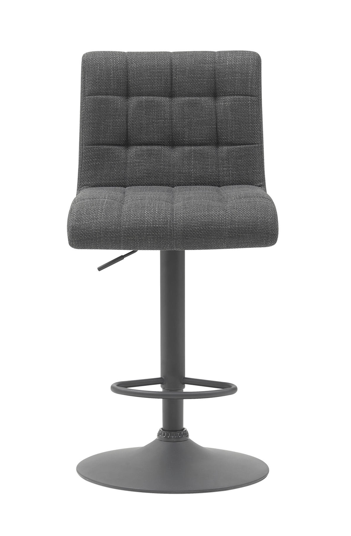 BARHOCKER-SET Webstoff, Mikrofaser Anthrazit Stahl erweiterbar, Sitzfläche 360° drehbar  - Anthrazit, MODERN, Textil/Metall (47/93-114/57cm) - MID.YOU