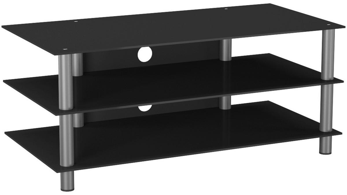 PHONOTISCH Metall, Glas Schwarz, Silberfarben  - Silberfarben/Schwarz, KONVENTIONELL, Glas/Metall (110/45/42cm) - MID.YOU