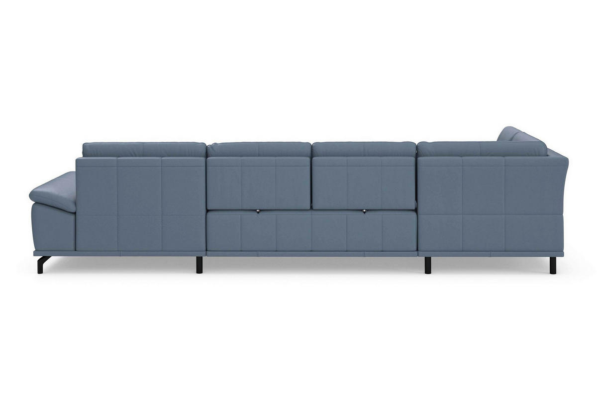 WOHNLANDSCHAFT COSTELLO E Graublau Echtleder  - Graublau/Schwarz, Basics, Leder/Metall (223/363/176cm) - Sit & More