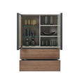 HIGHBOARD 90/130/45 cm  - Taupe/Nussbaumfarben, Design, Glas/Holz (90/130/45cm) - Ambiente