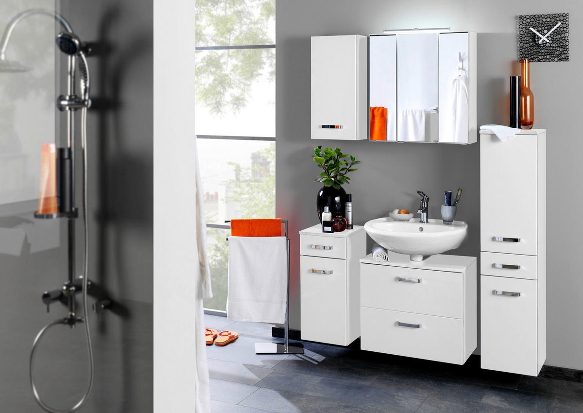 WASCHBECKENUNTERSCHRANK 70/54/35 cm  - Silberfarben/Weiß, KONVENTIONELL, Holzwerkstoff/Kunststoff (70/54/35cm) - Xora