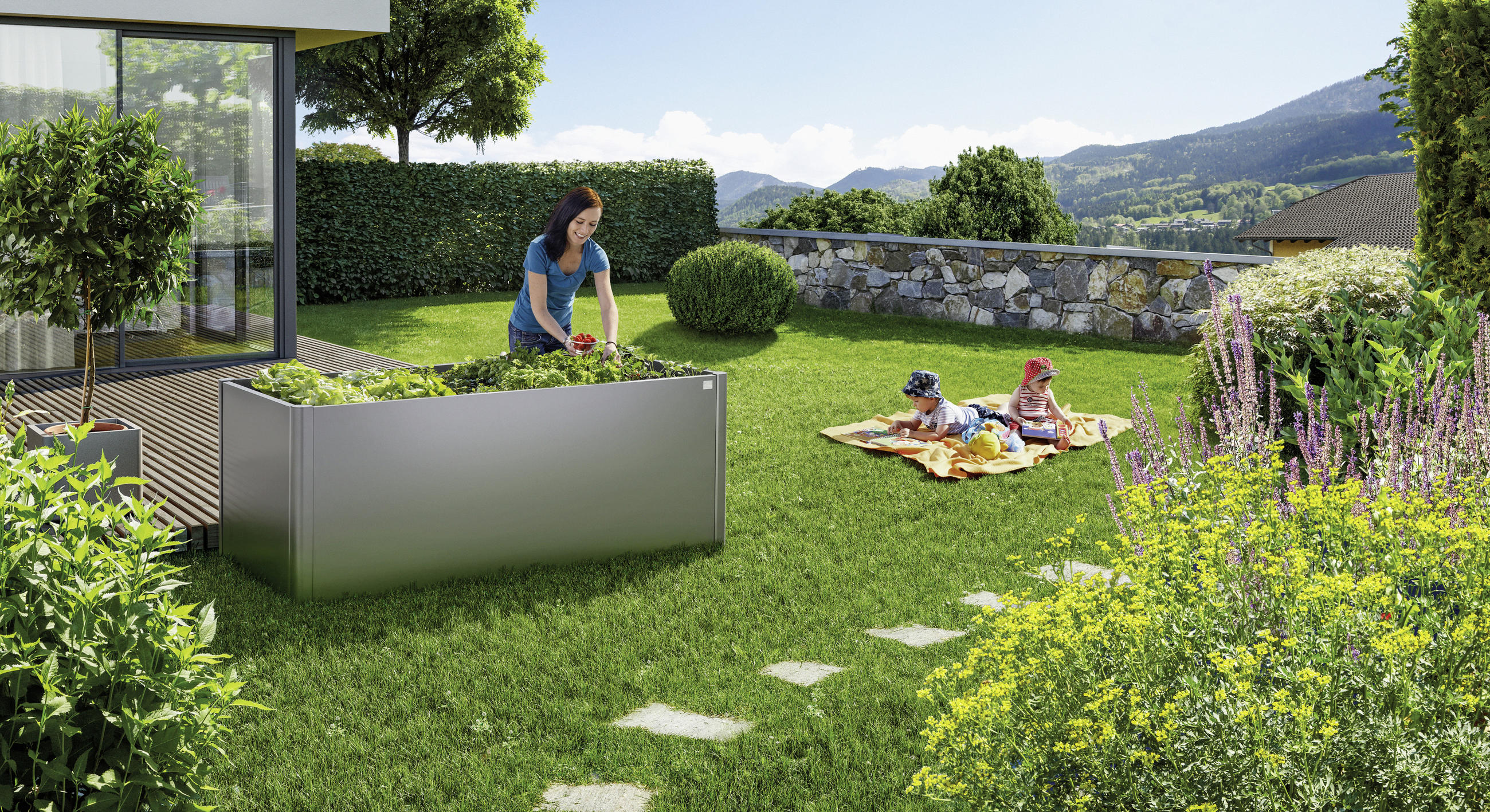 HOCHBEET  - Grau, Design, Metall (102/77/102cm) - Biohort
