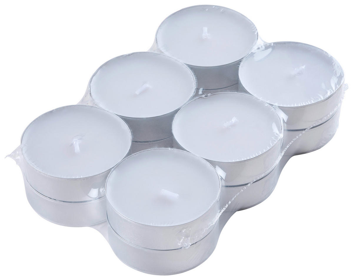 SADA ČAJOVÝCH SVIEČOK 12 kus 12 kus - biela, Basics, kov/prírodné materiály (5,7cm) - Ambia Home