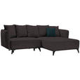 ECKSOFA in Chenille Braun  - Schwarz/Braun, LIFESTYLE, Textil/Metall (255/172cm) - Carryhome