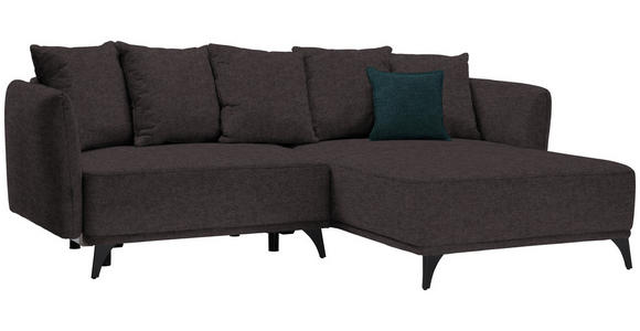 ECKSOFA in Chenille Braun  - Schwarz/Braun, LIFESTYLE, Textil/Metall (255/172cm) - Carryhome