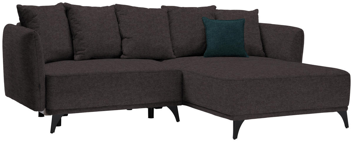 ECKSOFA in Chenille Braun  255/172 cm  - Schwarz/Braun, LIFESTYLE, Textil/Metall (255/172cm) - Carryhome