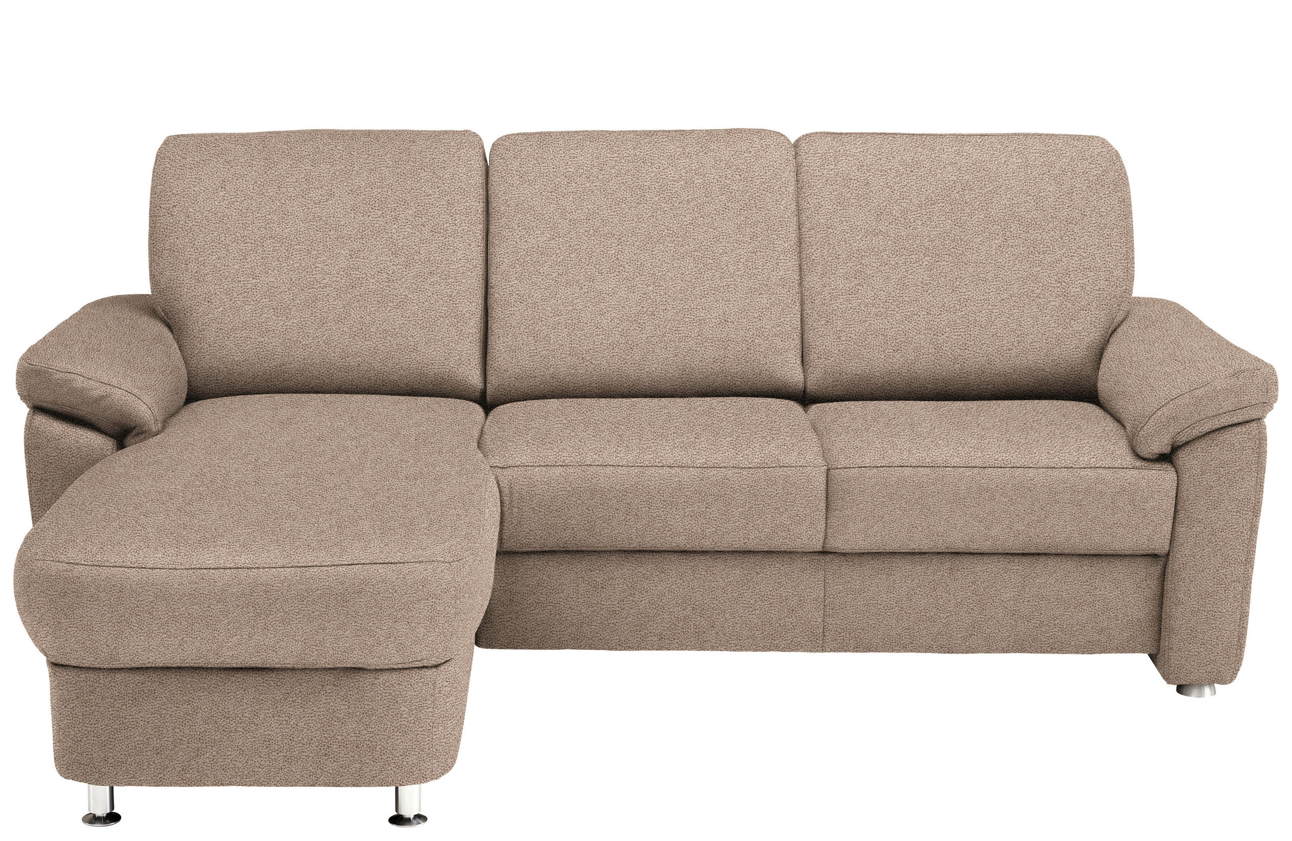 ECKSOFA in Flachgewebe Sandfarben  - Sandfarben/Chromfarben, Konventionell, Textil/Metall (163/250cm) - Beldomo System