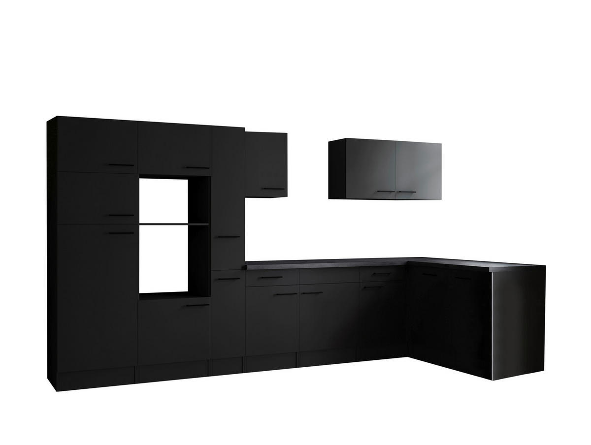 ECKKÜCHE 370/172 cm  in Dunkelgrau  - Dunkelgrau/Schwarz, Design, Holzwerkstoff/Metall (370/172cm) - Respekta