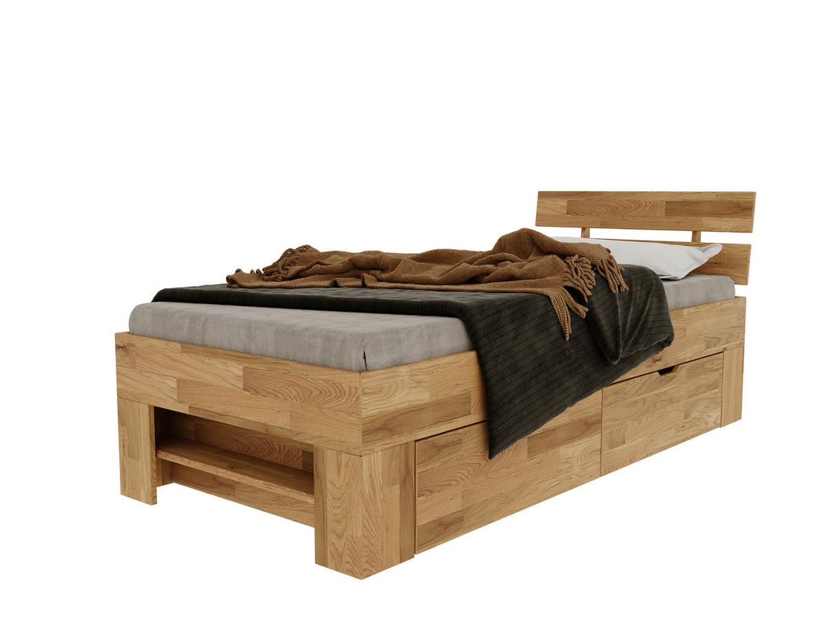 STAURAUMBETT 90/200 cm  in Wildeiche  - Wildeiche, Natur, Holz (90/200cm) - Livetastic