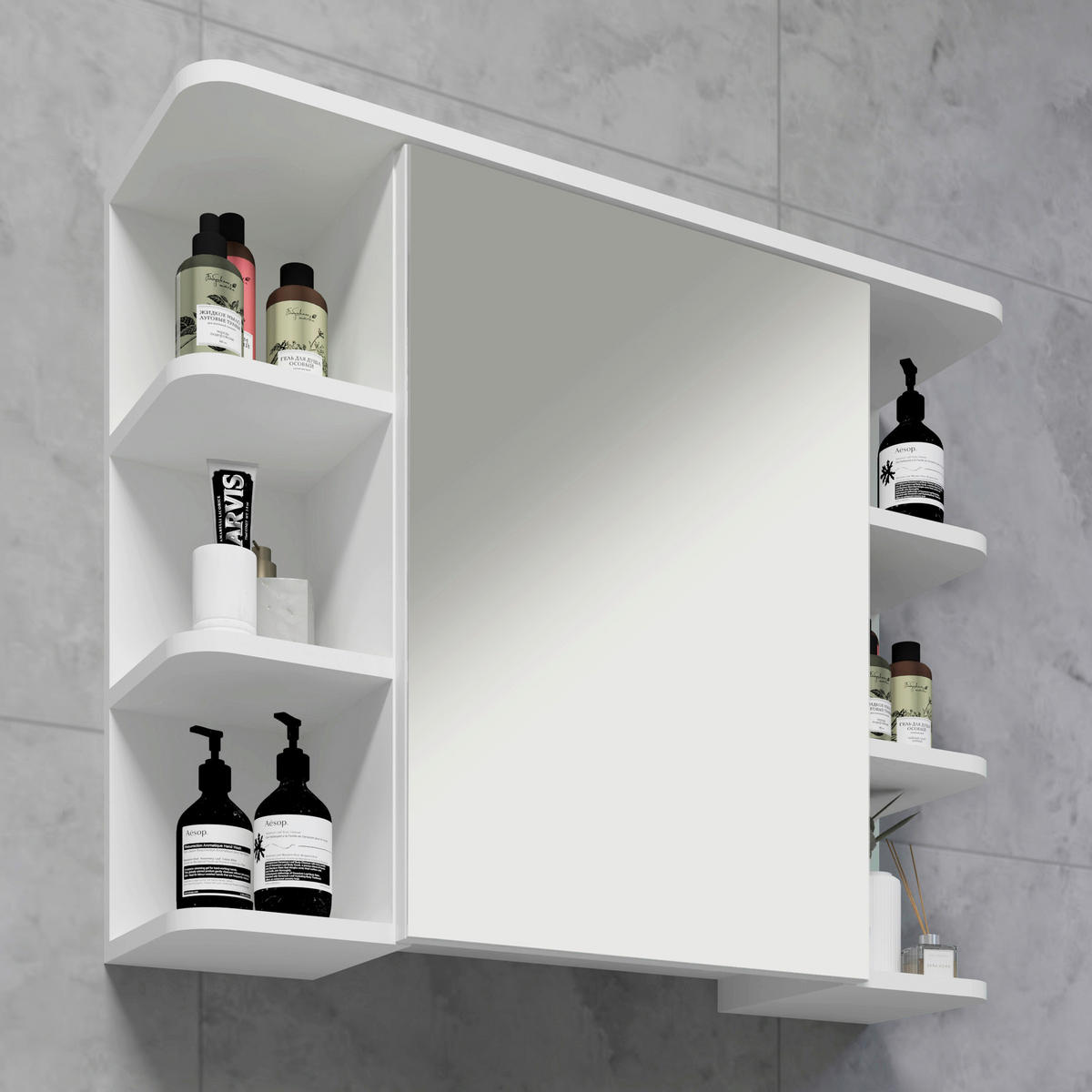 SPIEGELSCHRANK 80/64/21 cm  - Weiss, Modern, Glas/Holzwerkstoff (80/64/21cm) - MID.YOU