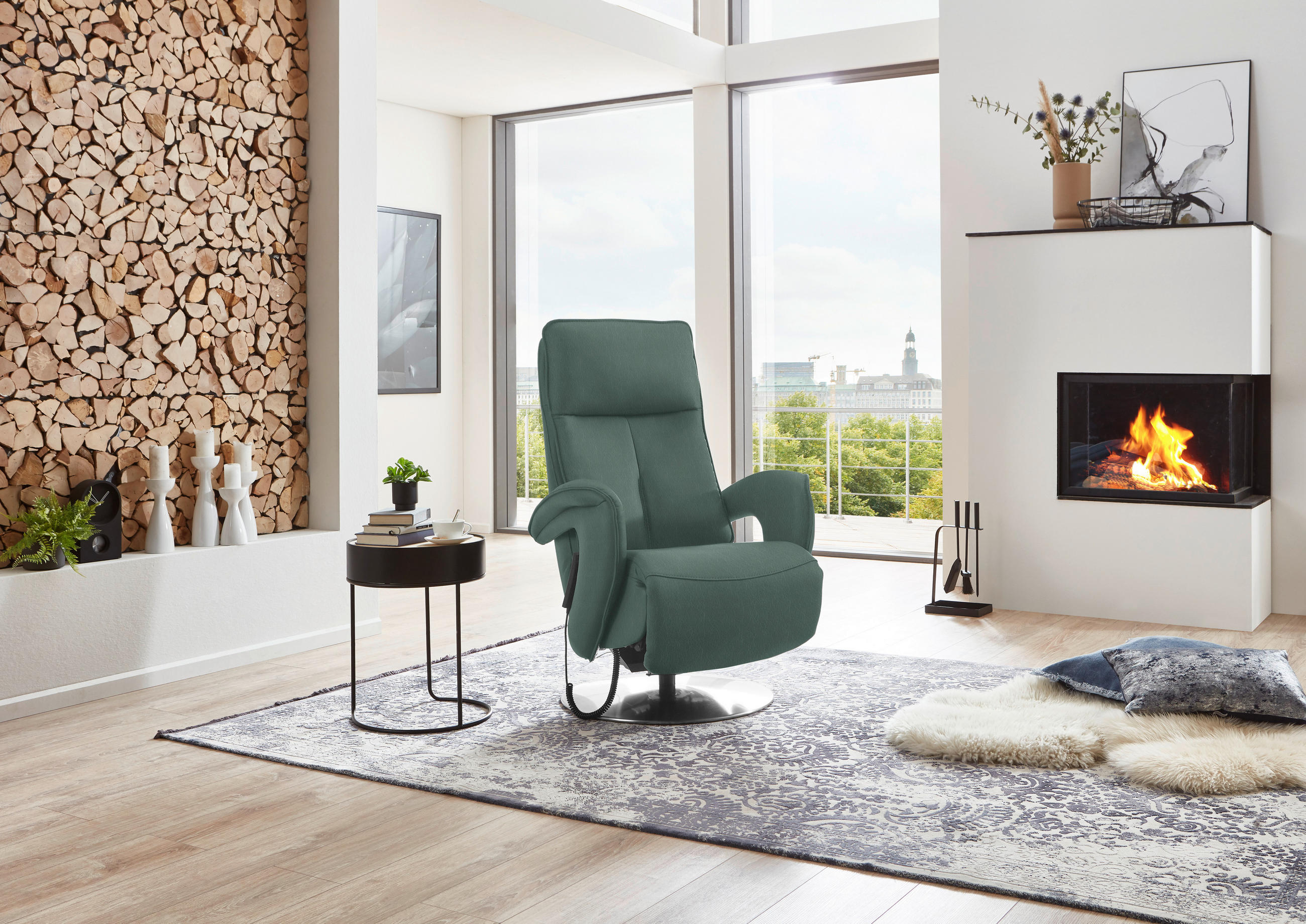 RELAXSESSEL in Leder Opal  - Chromfarben/Opal, Design, Leder/Metall (77/110/87cm) - Valdera