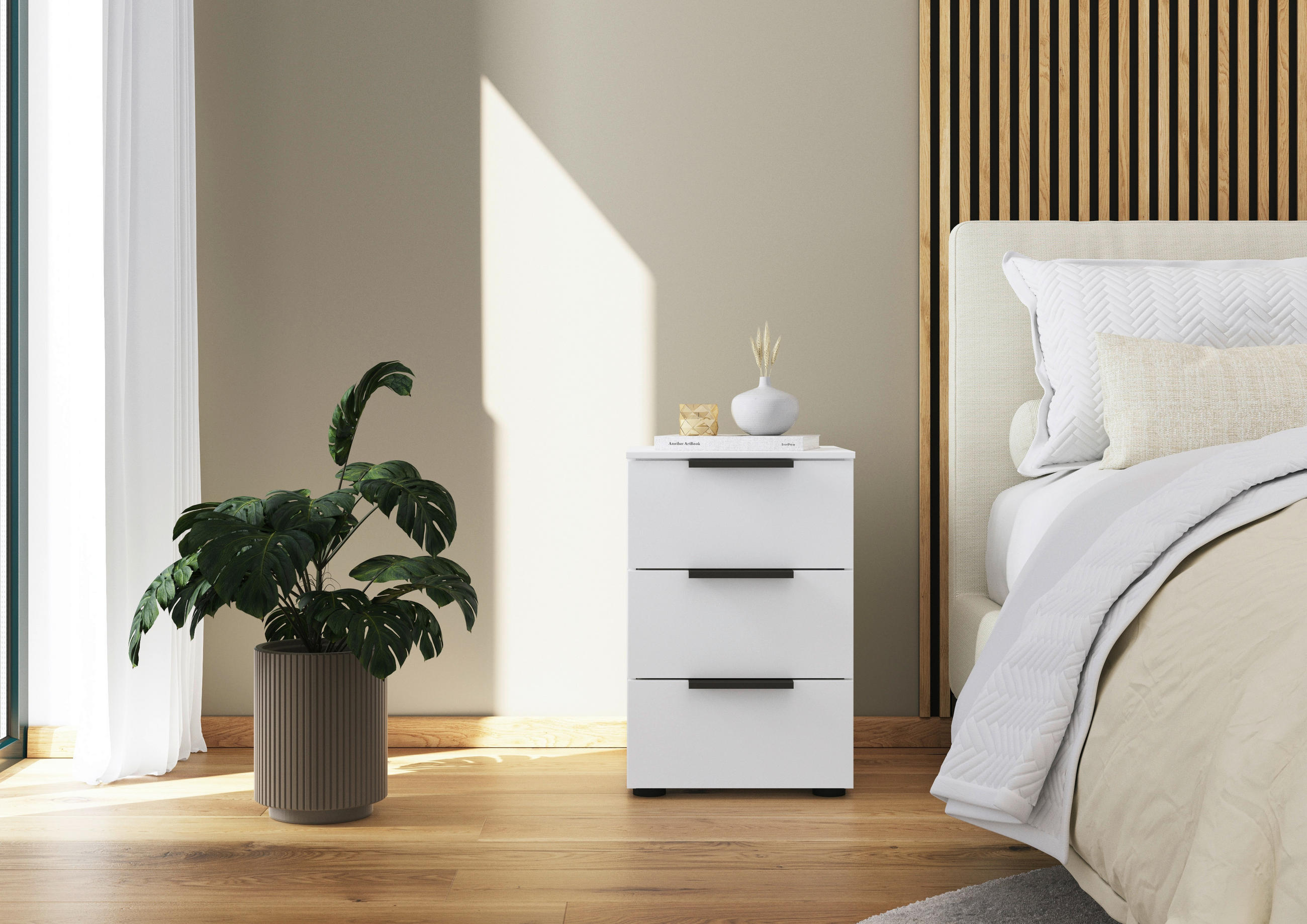 NACHTSCHRANK 40/61/42 cm  - Graphitfarben/Schwarz, MODERN, Holzwerkstoff/Kunststoff (40/61/42cm) - Rauch Möbel